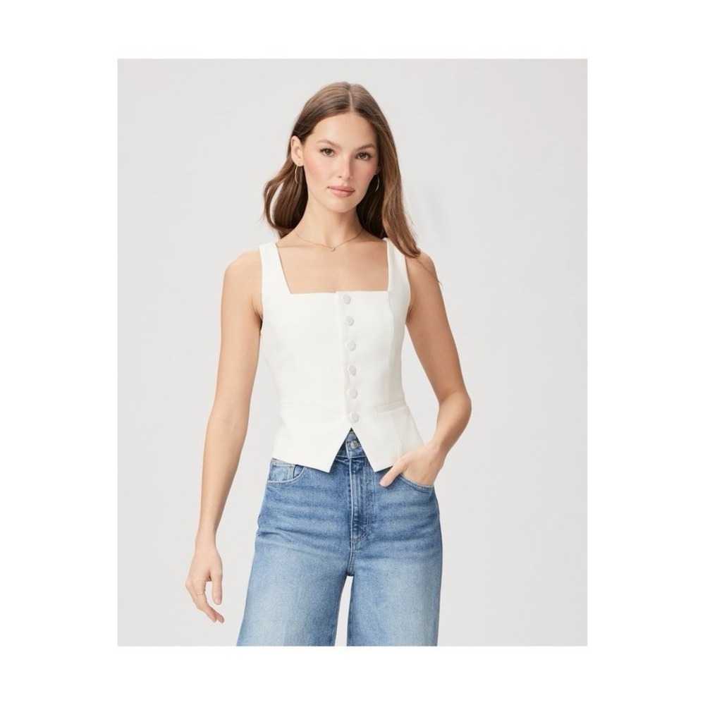 NWT $189 Paige Irene Vest Top Ivory Sz 6 Quiet Luxury Clean Girl Aesthetic